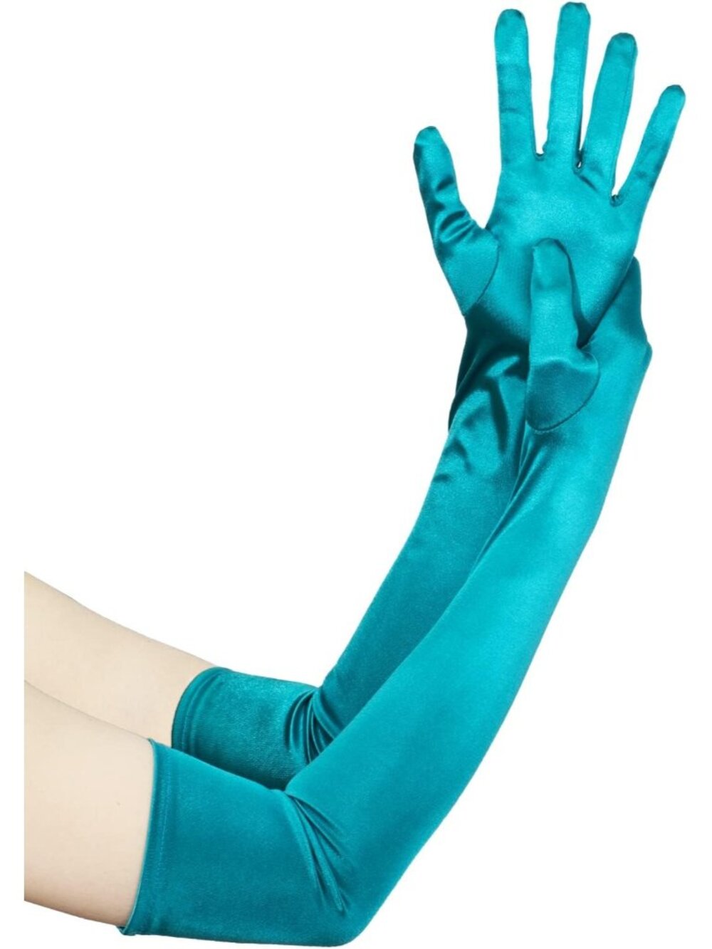 Women 22 Inch malachite Green SatinLong Length Mitten Bridal Wedding Gloves